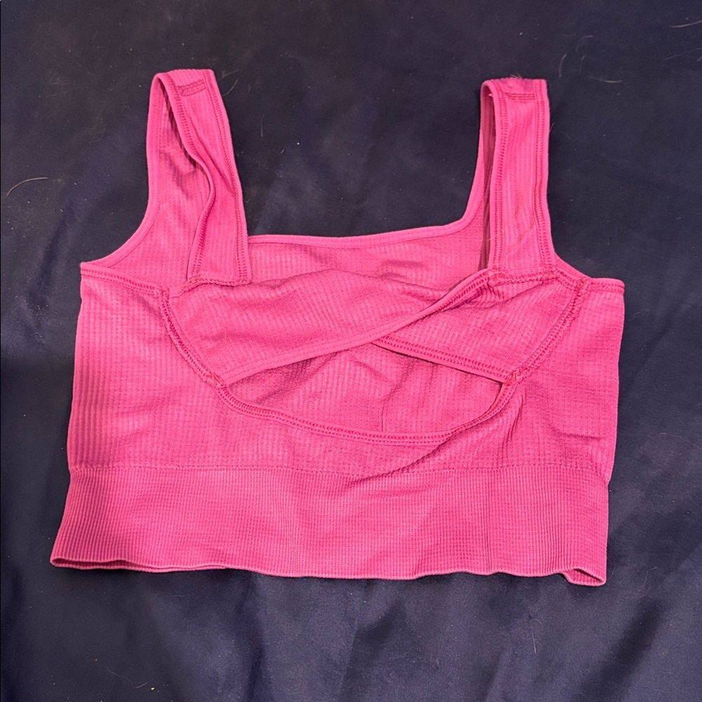 Pink Ribbed Crop Top - Picture 2 of 2